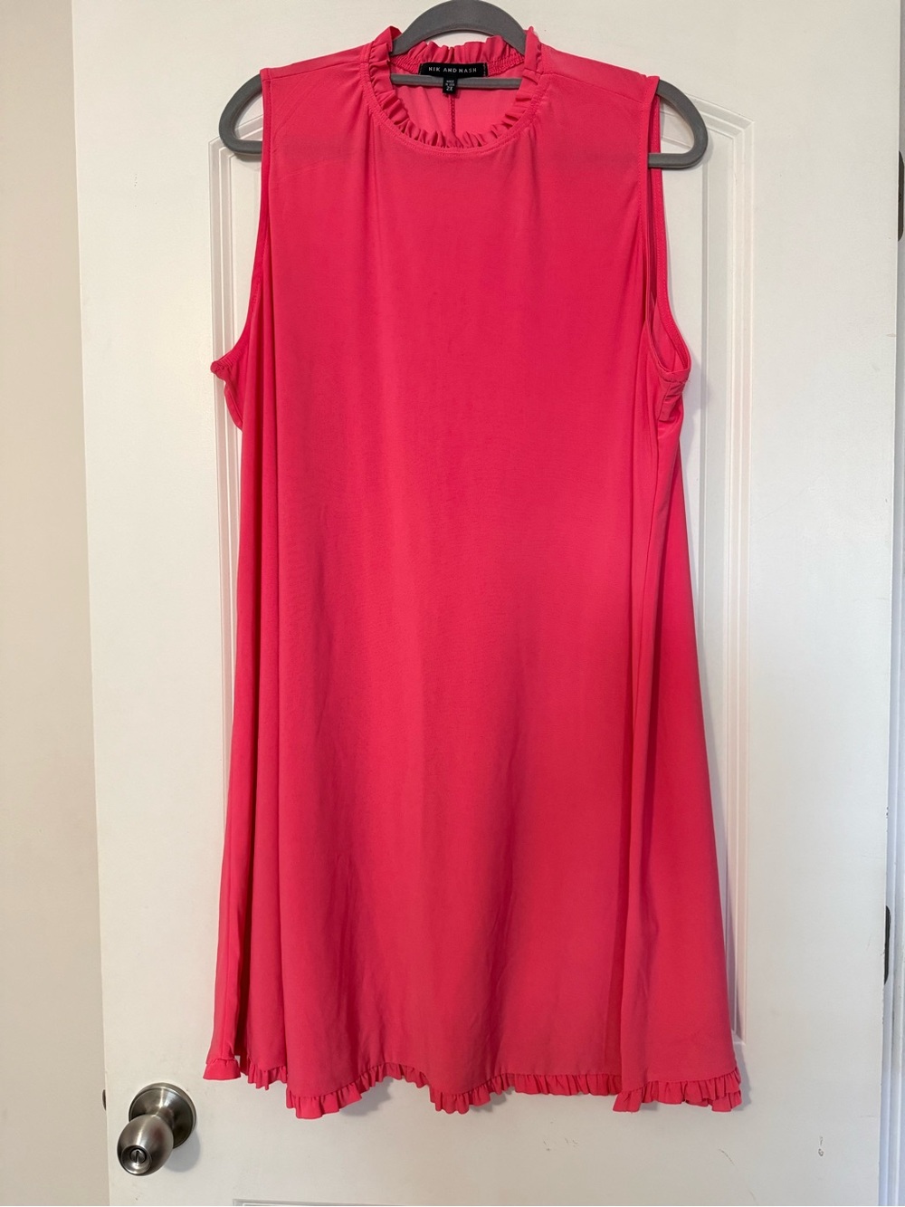 2X Nik and Nash coral sleeveless swing dress with Ruffle Trim